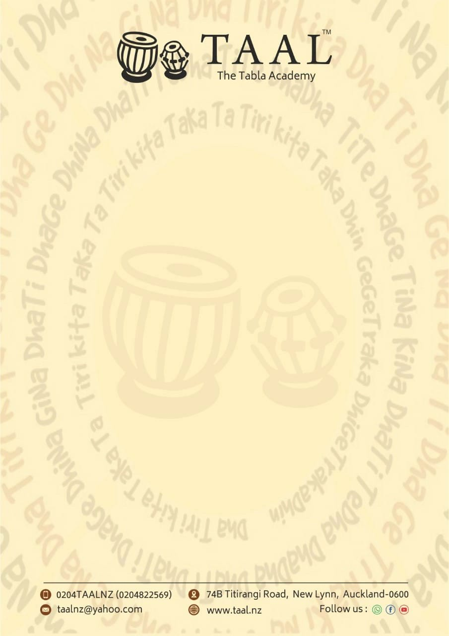 TAAL The Tabla Academy letterhead